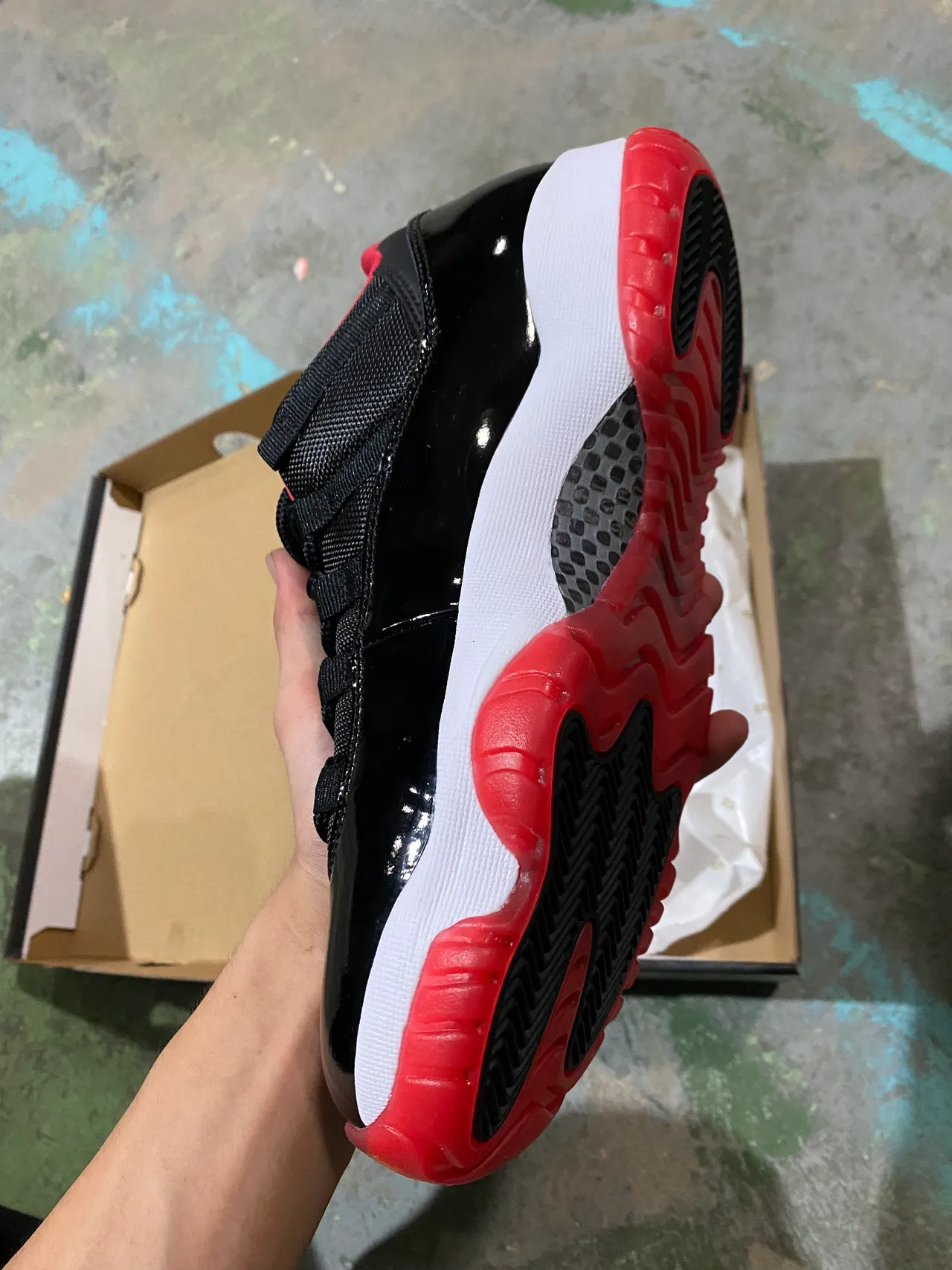 Air Jordan 11 Black White Red Patent Leather Basketball Shoes 5