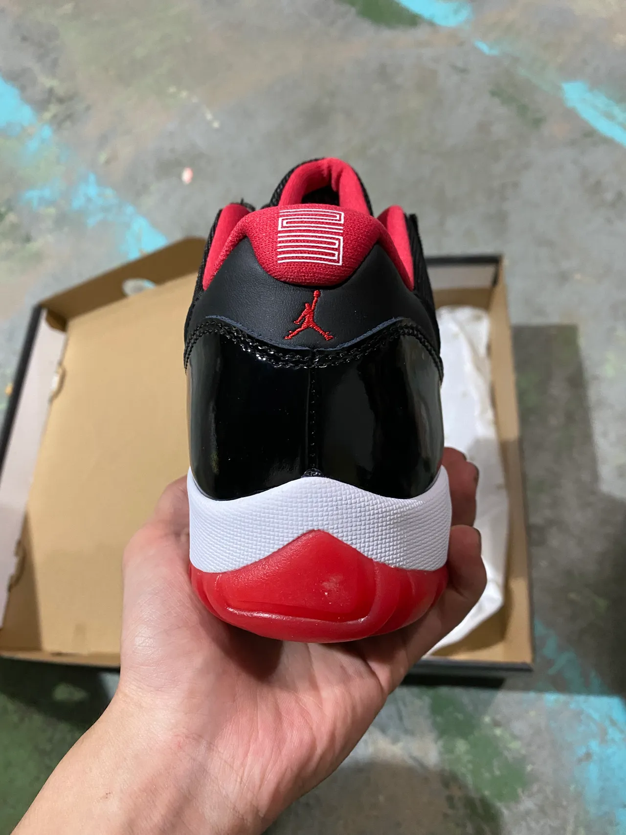 Air Jordan 11 Black White Red Patent Leather Basketball Shoes 6