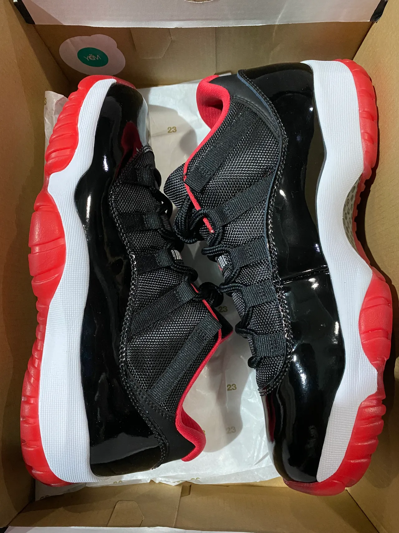 Air Jordan 11 Black White Red Patent Leather Basketball Shoes 7