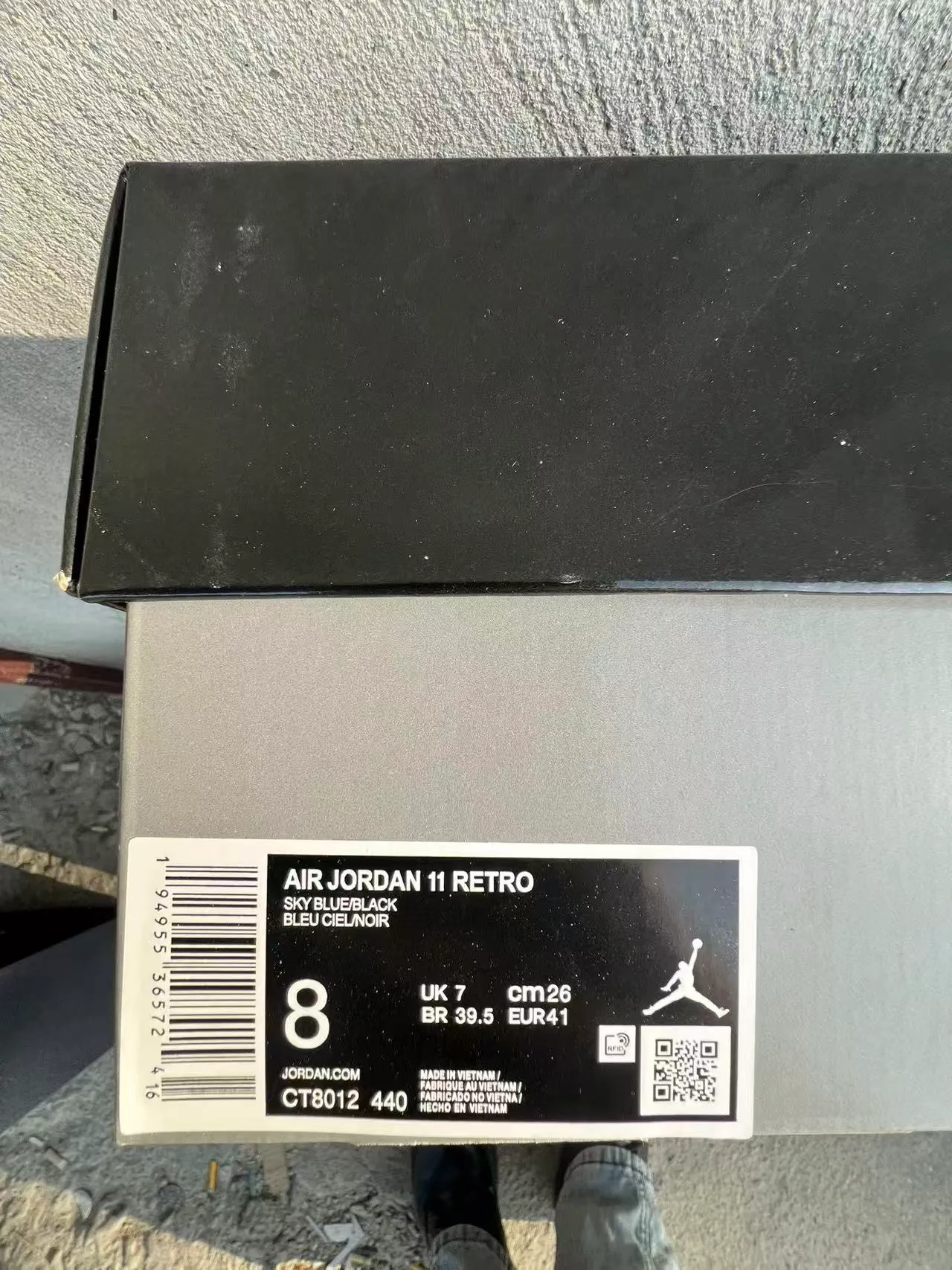 Air Jordan 11 Cyan and Black Patent Leather Basketball Shoes 10