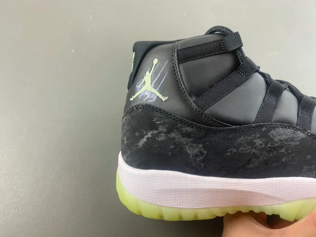 Air Jordan 11 Marbled Black Translucent Lime Green Zapatillas de Baloncesto 3