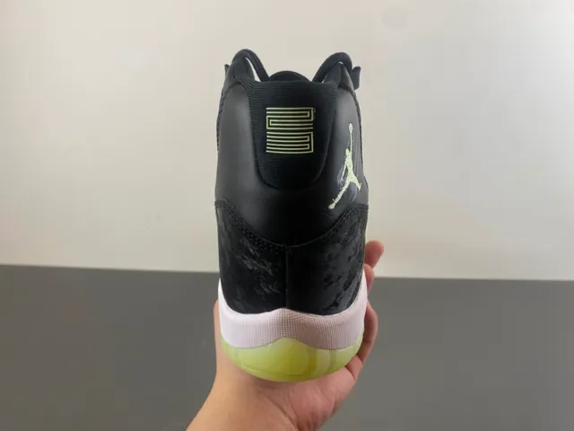 Air Jordan 11 Marbled Black Translucent Lime Green Zapatillas de Baloncesto 4