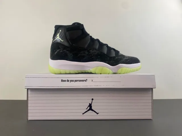 Air Jordan 11 Marbled Black Translucent Lime Green Zapatillas de Baloncesto 15