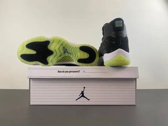 Air Jordan 11 Marbled Black Translucent Lime Green Zapatillas de Baloncesto 17