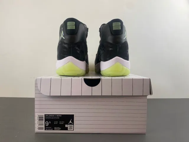 Air Jordan 11 Marbled Black Translucent Lime Green Zapatillas de Baloncesto 18