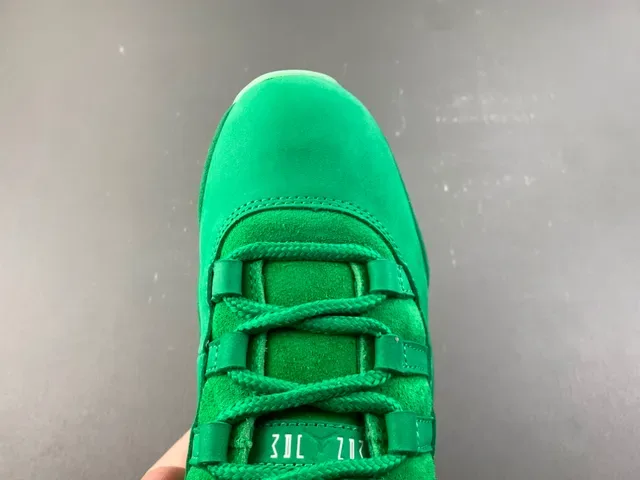 Air Jordan 11 Monochromatic Green Suede Basketball Shoes 5