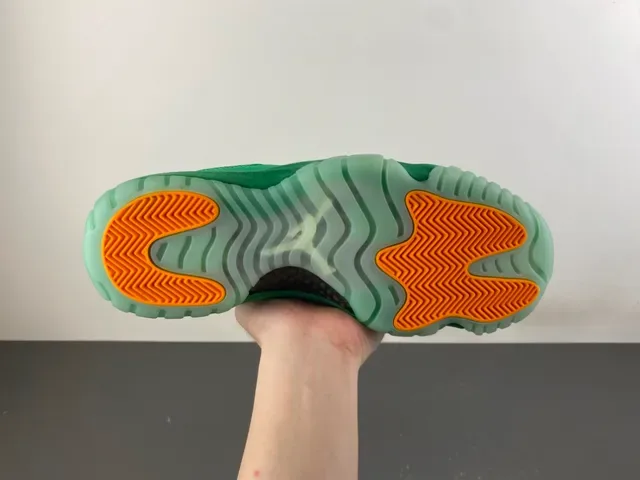 Air Jordan 11 Monochromatic Green Suede Basketball Shoes 10