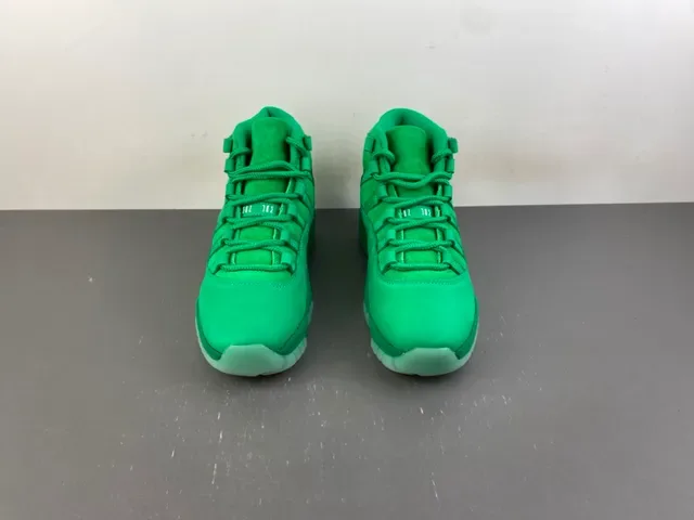 Air Jordan 11 Monochromatic Green Suede Basketball Shoes 13
