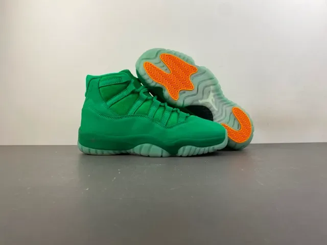 Air Jordan 11 Monochromatic Green Suede Basketball Shoes 14