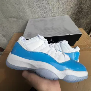Air Jordan 11 White and Light Blue Patent Leather Basketball Shoes