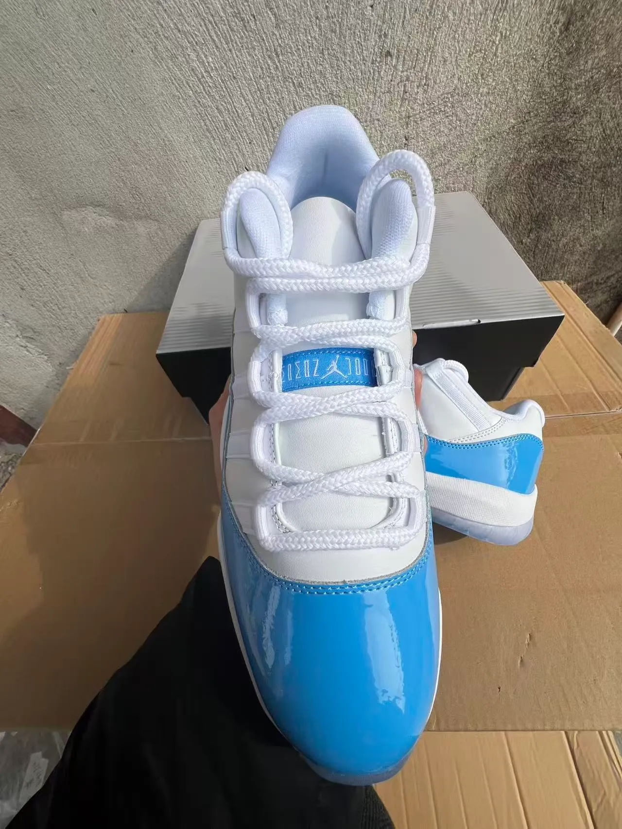 Air Jordan 11 White and Light Blue Patent Leather Basketball Shoes 3