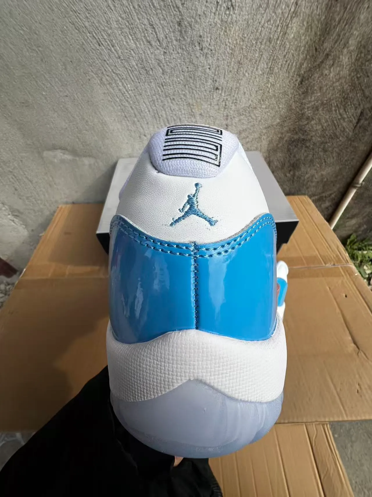 Air Jordan 11 White and Light Blue Patent Leather Basketball Shoes 9