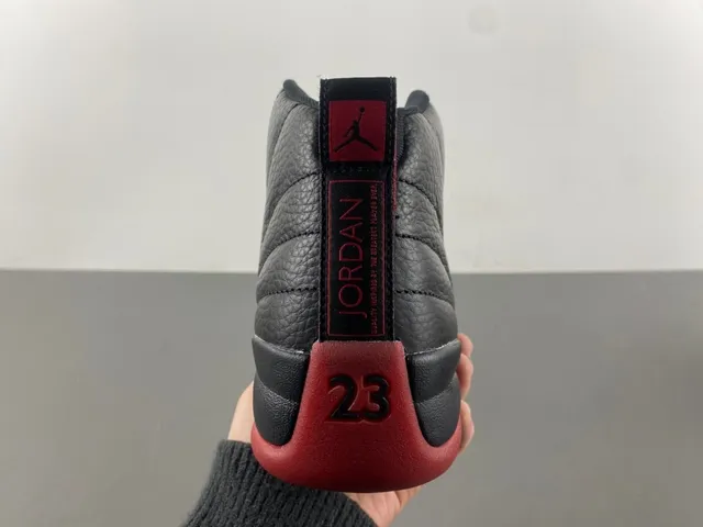Air Jordan 12 Black Red Quilted Leather Basketball Shoes 4