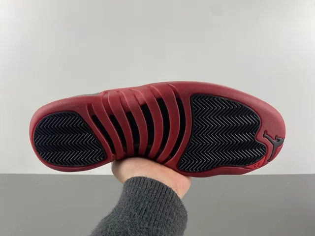 Air Jordan 12 Black Red Quilted Leather Basketball Shoes 7