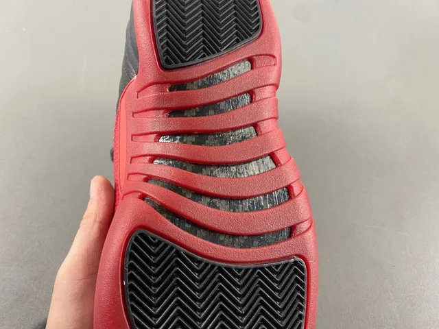 Air Jordan 12 Black Red Quilted Leather Basketball Shoes 8