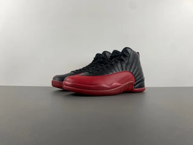 Air Jordan 12 Black Red Quilted Leather Basketball Shoes 11