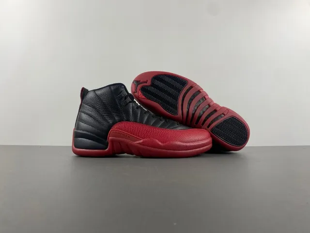 Air Jordan 12 Black Red Quilted Leather Basketball Shoes 13