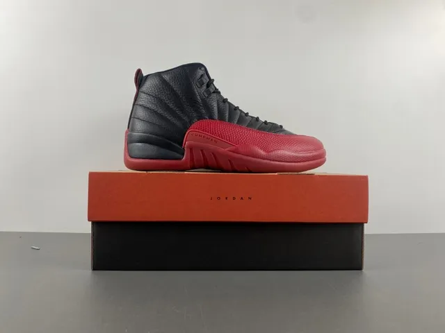 Air Jordan 12 Black Red Quilted Leather Basketball Shoes 16