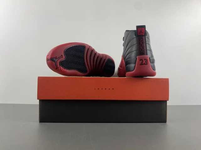 Air Jordan 12 Black Red Quilted Leather Basketball Shoes 17