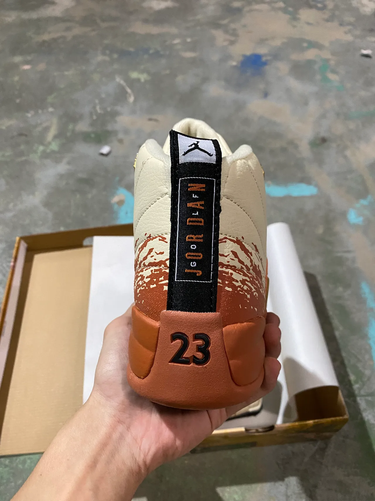 Air Jordan 12 Cream and Terracotta Distressed Leather Basketball Shoes 6