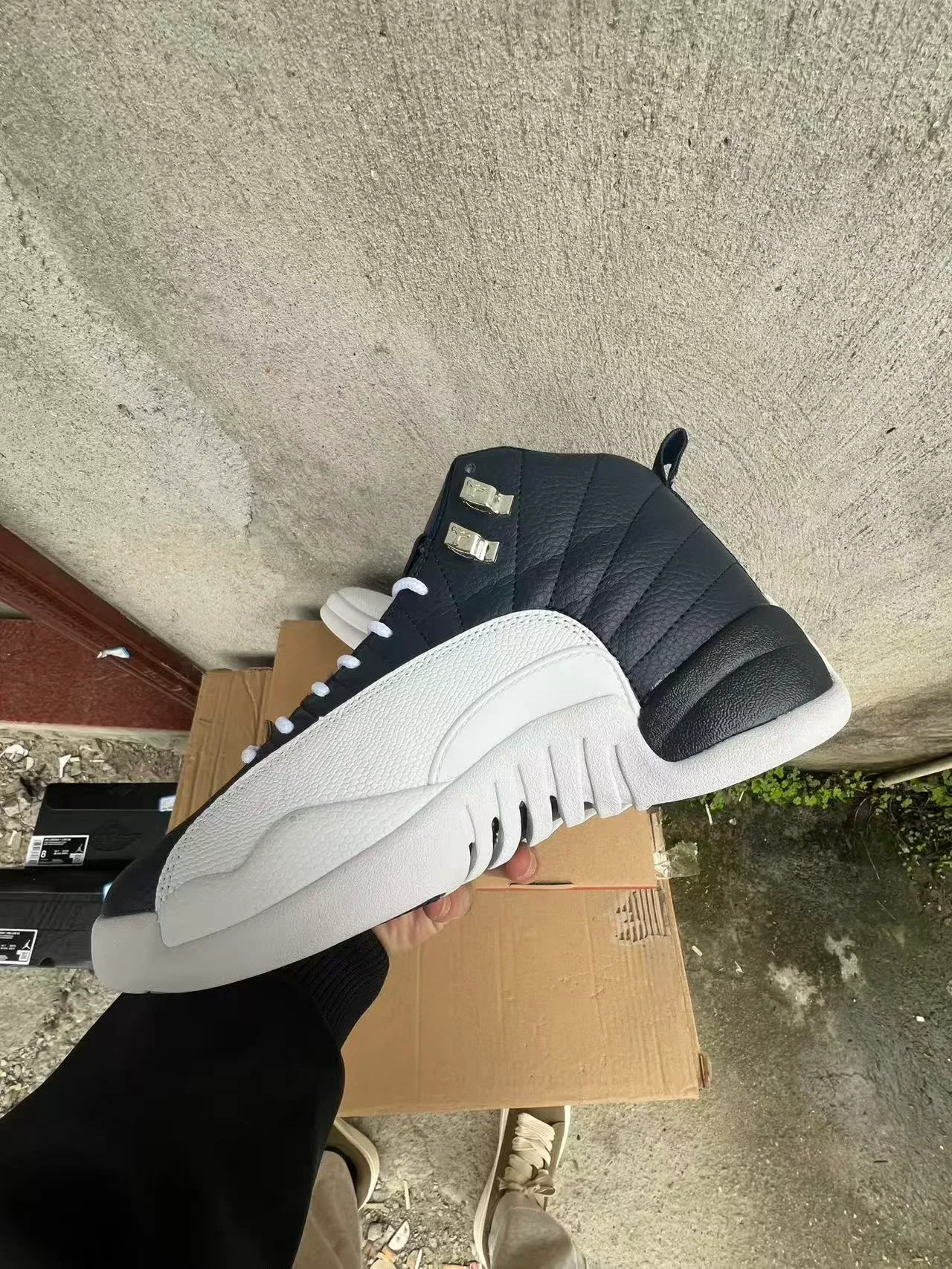Air Jordan 12 Tênis de Basquete de Couro Acolchoado Navy e Branco 5