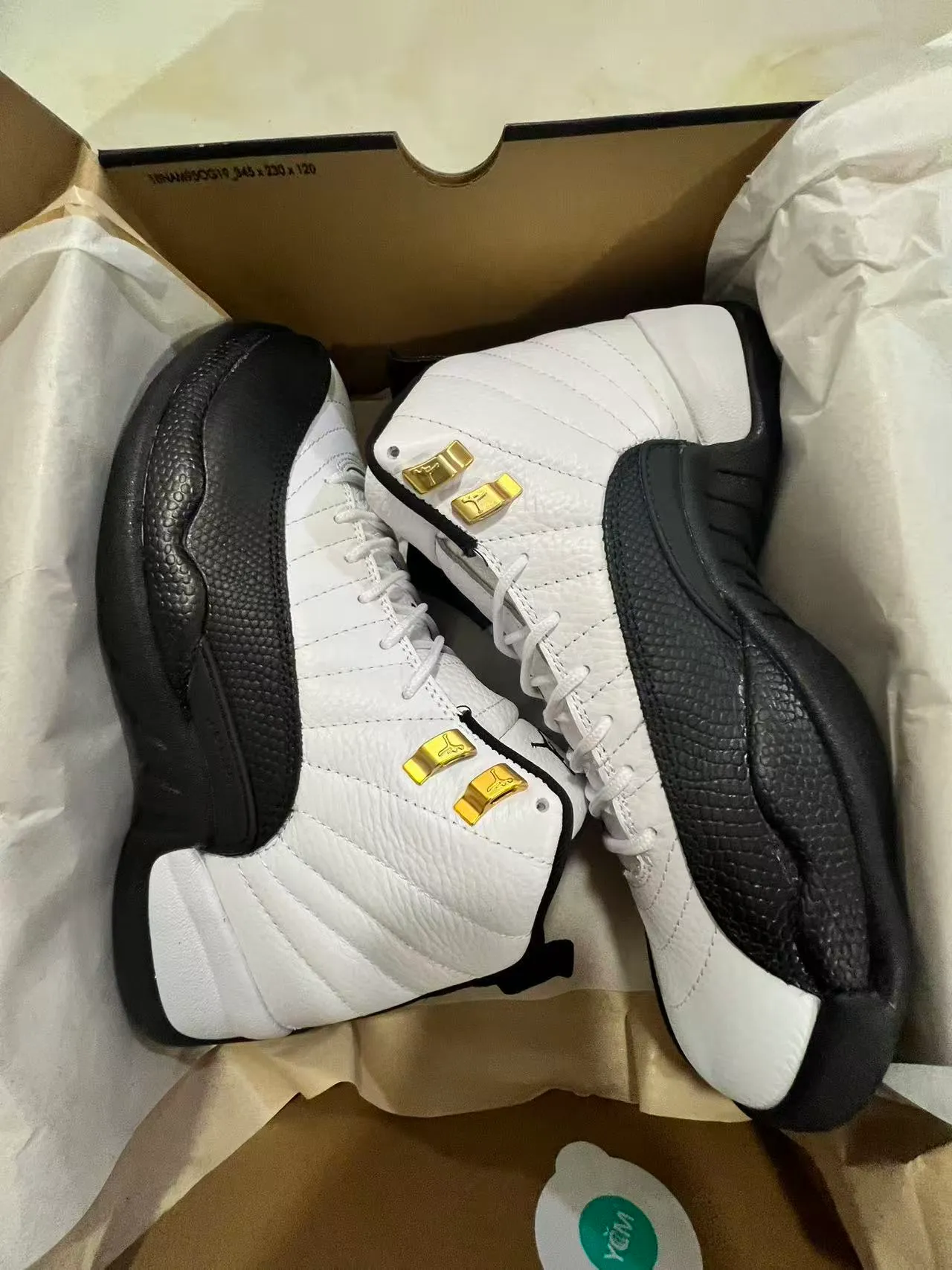 Air Jordan 12 White Black Gold Basketball Shoes 9