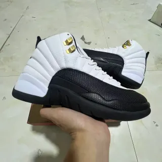 Air Jordan 12 White Black Gold Basketball Shoes