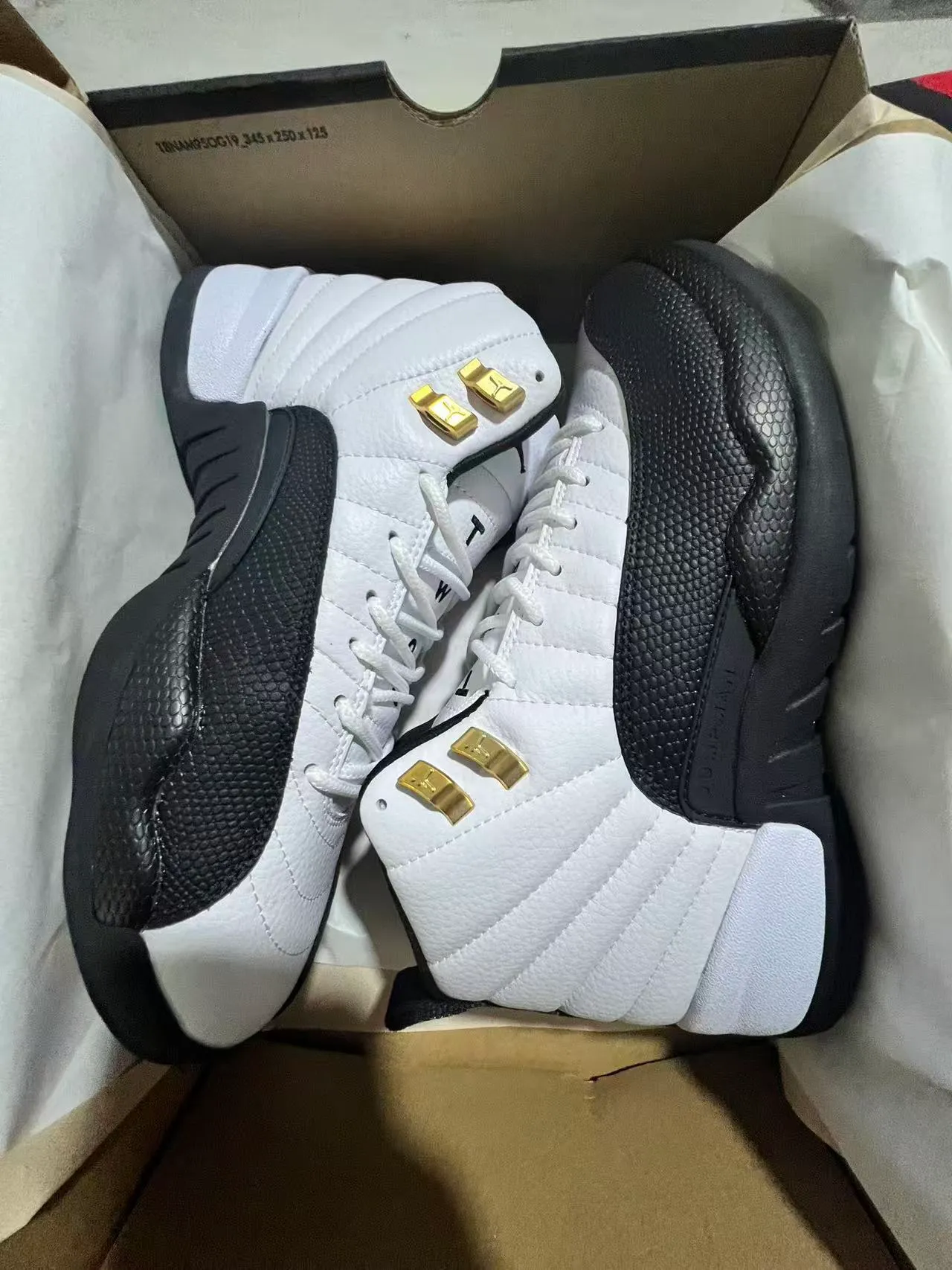 Air Jordan 12 White Black Gold Basketball Shoes 9
