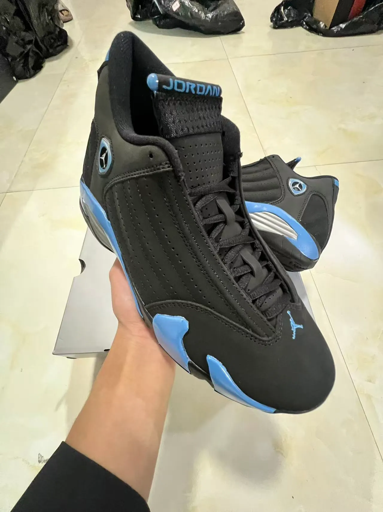 Air Jordan 14 Black University Blue Basketball Shoes 2