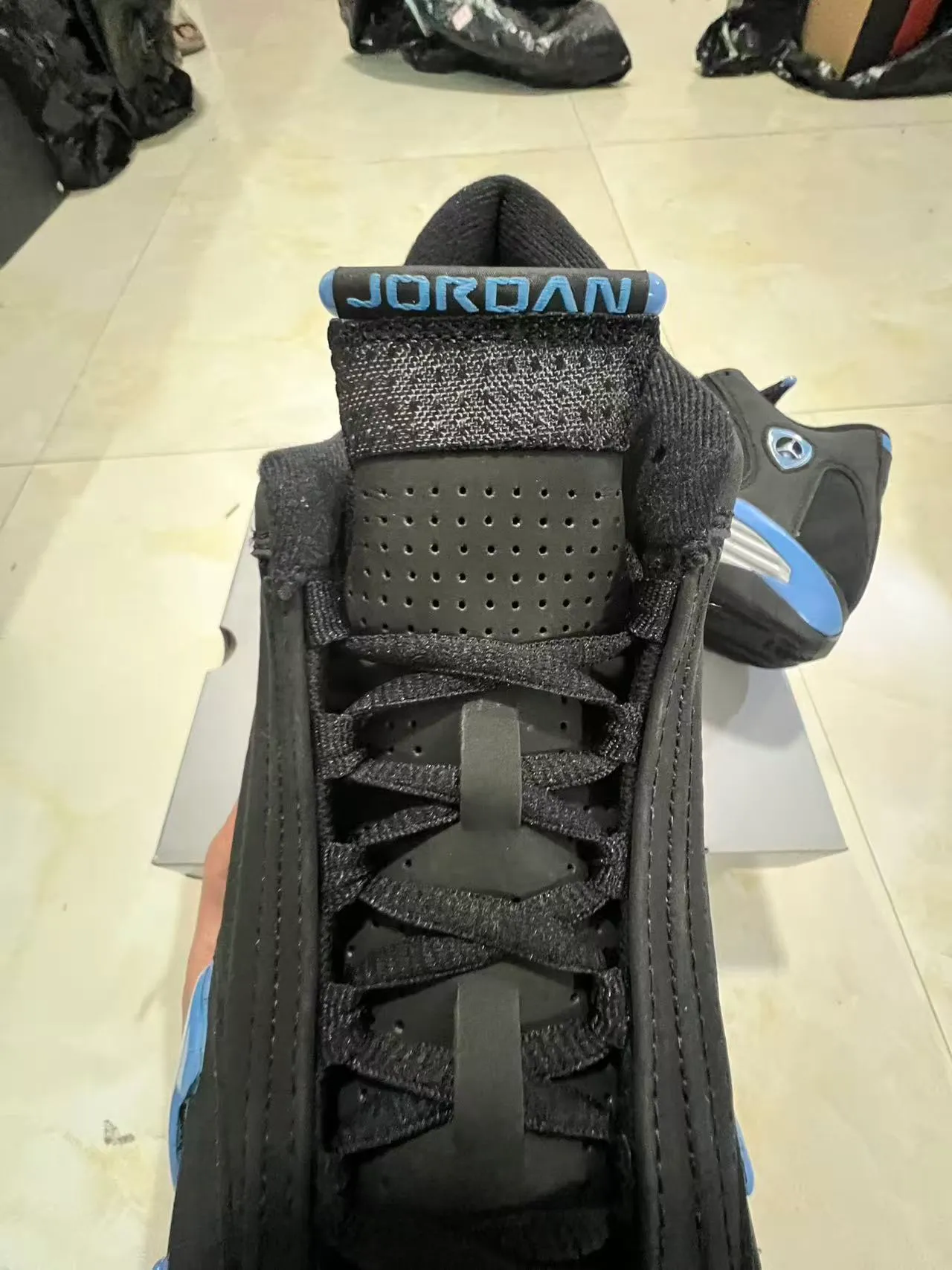 Air Jordan 14 Black University Blue Basketball Shoes 4
