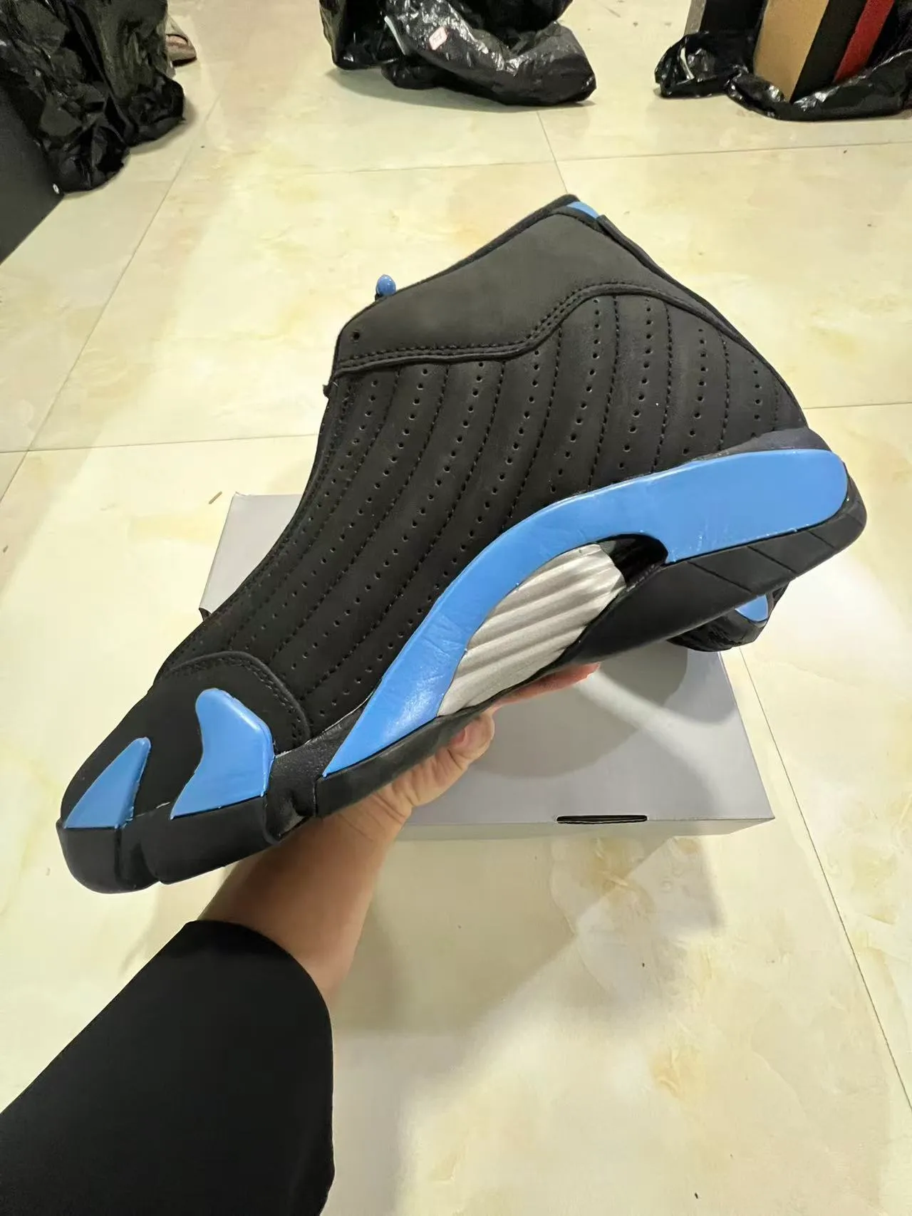 Air Jordan 14 Black University Blue Basketball Shoes 5