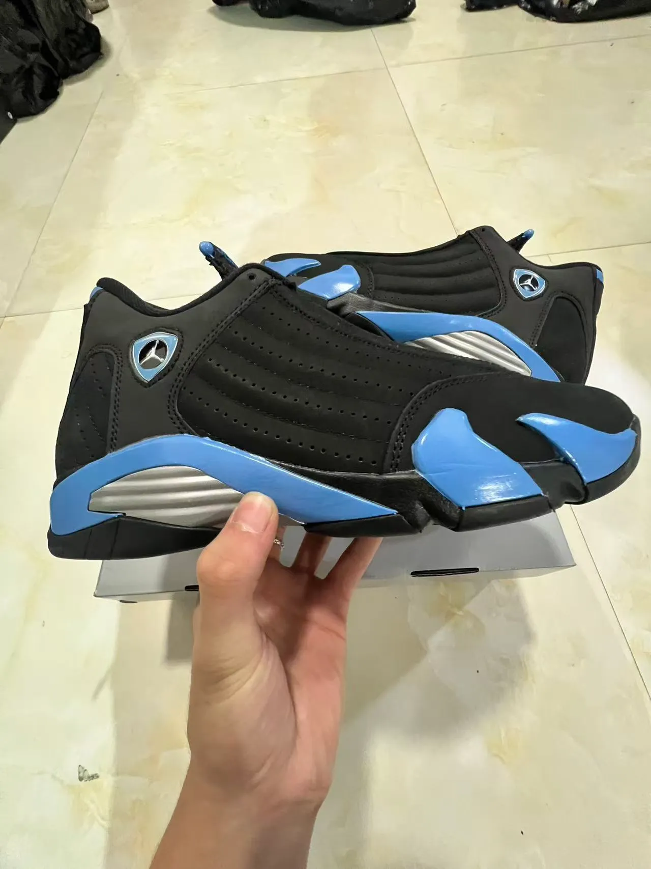 Air Jordan 14 Black University Blue Basketball Shoes 7