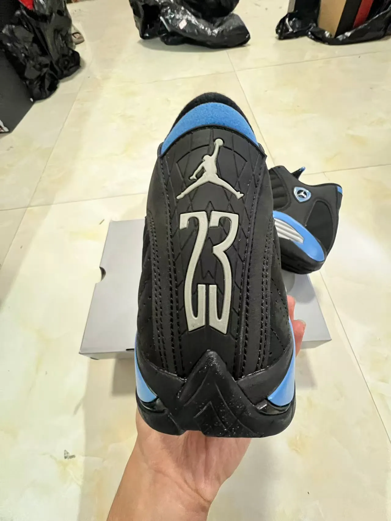 Air Jordan 14 Black University Blue Basketball Shoes 8