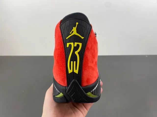 Air Jordan 14 Tênis de Basquete de Suede Vermelho com Fibra de Carbono 4