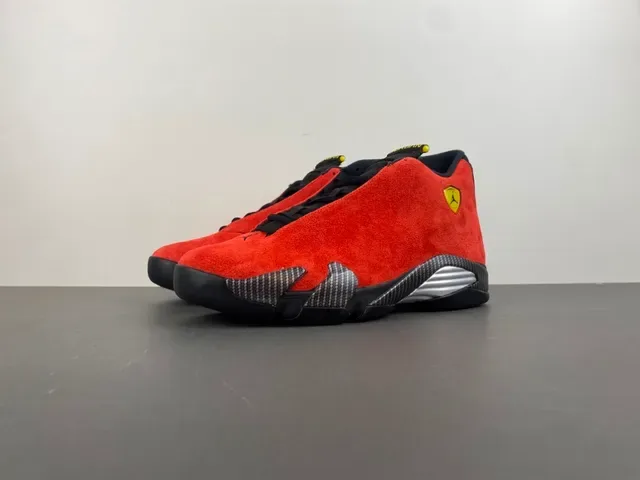 Air Jordan 14 Tênis de Basquete de Suede Vermelho com Fibra de Carbono 10