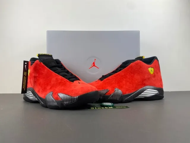 Air Jordan 14 Tênis de Basquete de Suede Vermelho com Fibra de Carbono 13