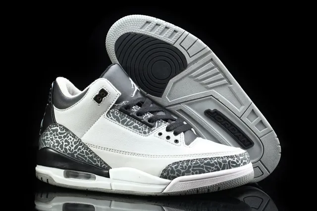 Air Jordan 3 Black Cement Blue Basketball Shoes 2