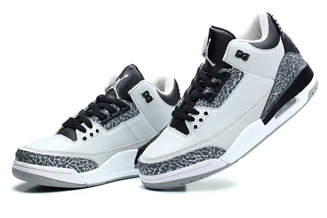 Air Jordan 3 Black Cement Blue Basketball Shoes 5