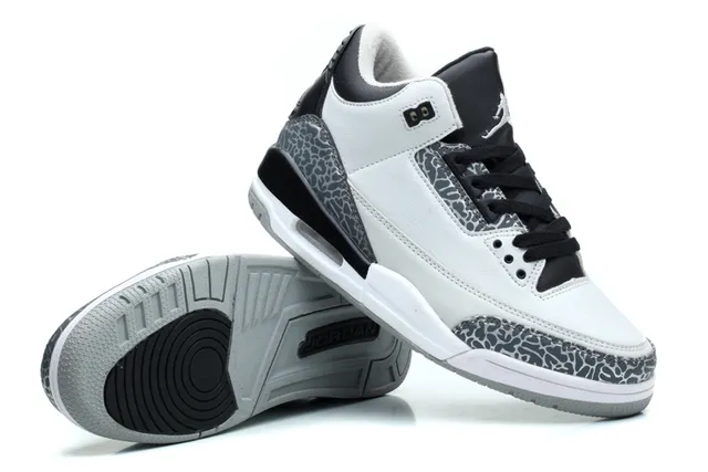Air Jordan 3 Black Cement Blue Basketball Shoes 8