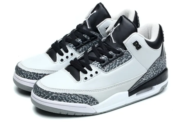 Air Jordan 3 Black Cement Blue Basketball Shoes 9
