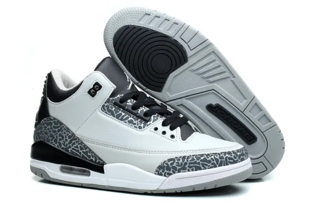Air Jordan 3 Black Cement Blue Basketball Shoes 10
