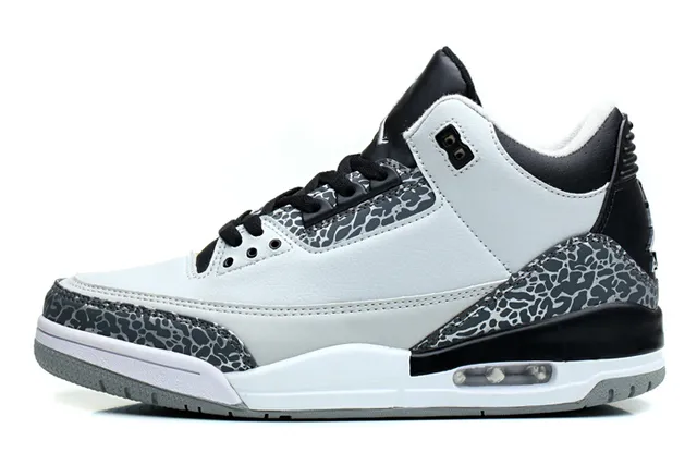 Air Jordan 3 Black Cement Blue Basketball Shoes 12