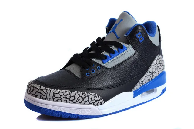 Air Jordan 3 Black Cement Blue Basketball Shoes 13