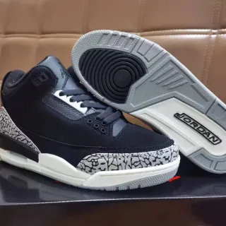 Air Jordan 3 Black Cement Elephant Print Basketball Shoes