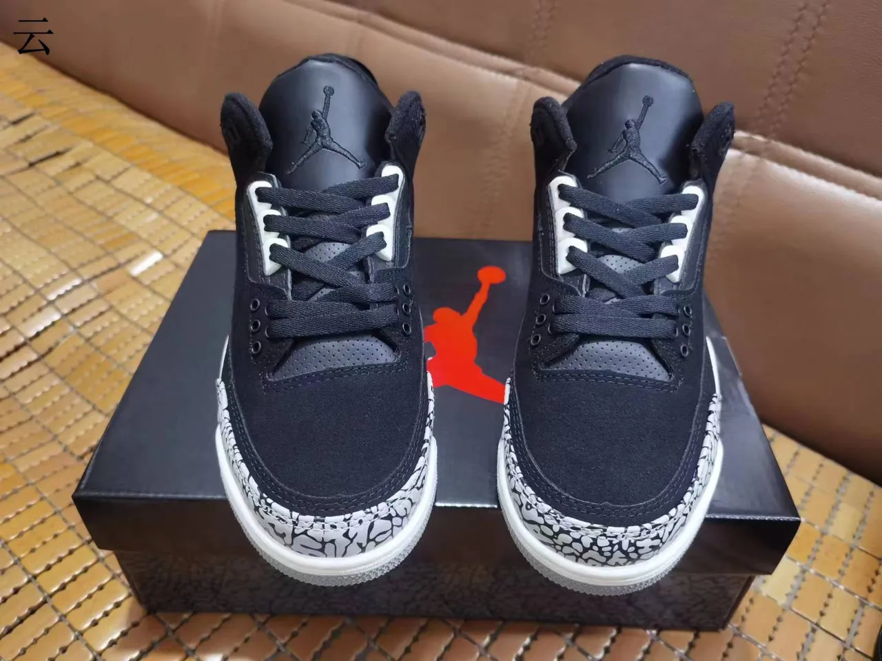 Tênis de basquete Air Jordan 3 Black Cement com estampa de elefante 2