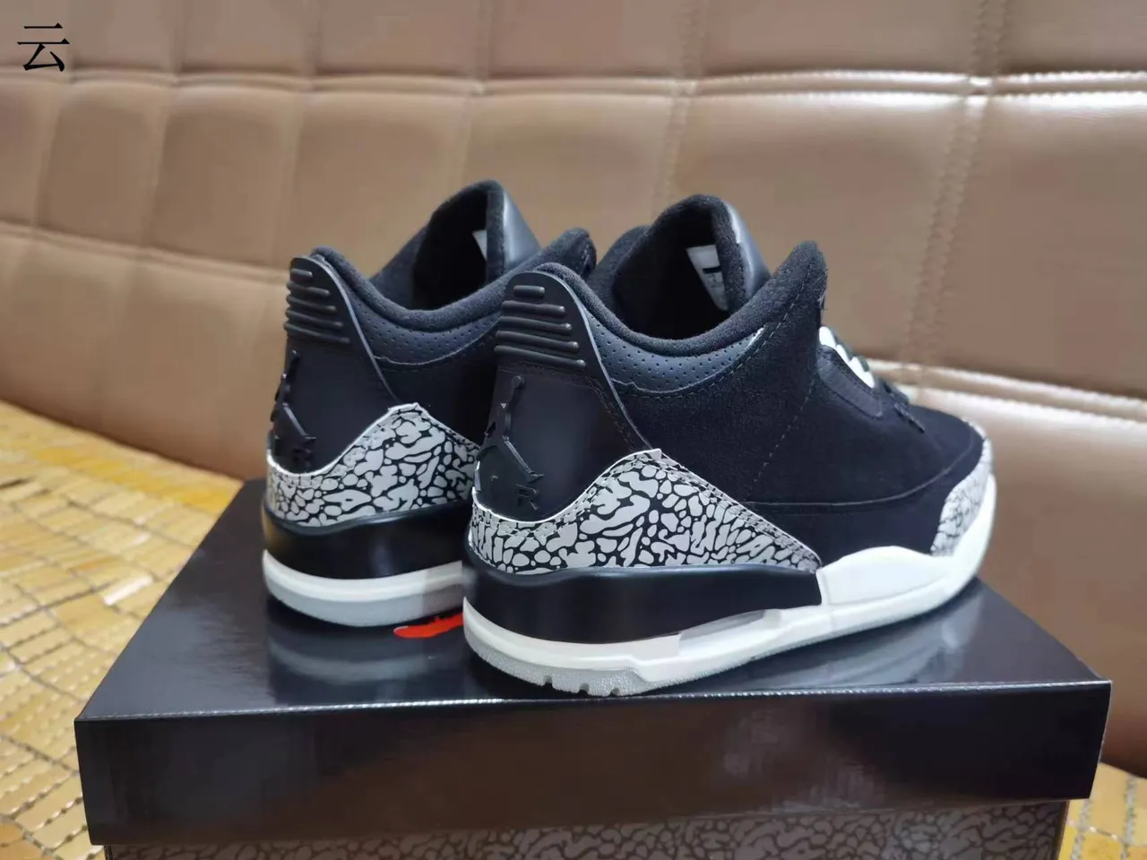 Tênis de basquete Air Jordan 3 Black Cement com estampa de elefante 3