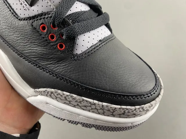 Air Jordan 3 Black Cement Elephant Print Basketball Shoes 2