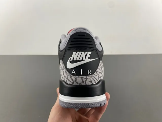 Air Jordan 3 Black Cement Elephant Print Basketball Shoes 4