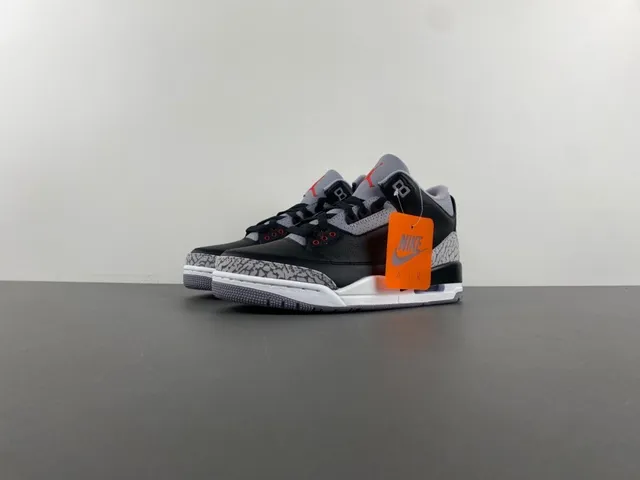 Air Jordan 3 Black Cement Elephant Print Basketball Shoes 10