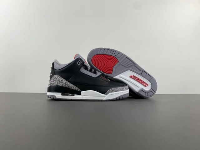 Air Jordan 3 Black Cement Elephant Print Basketball Shoes 12